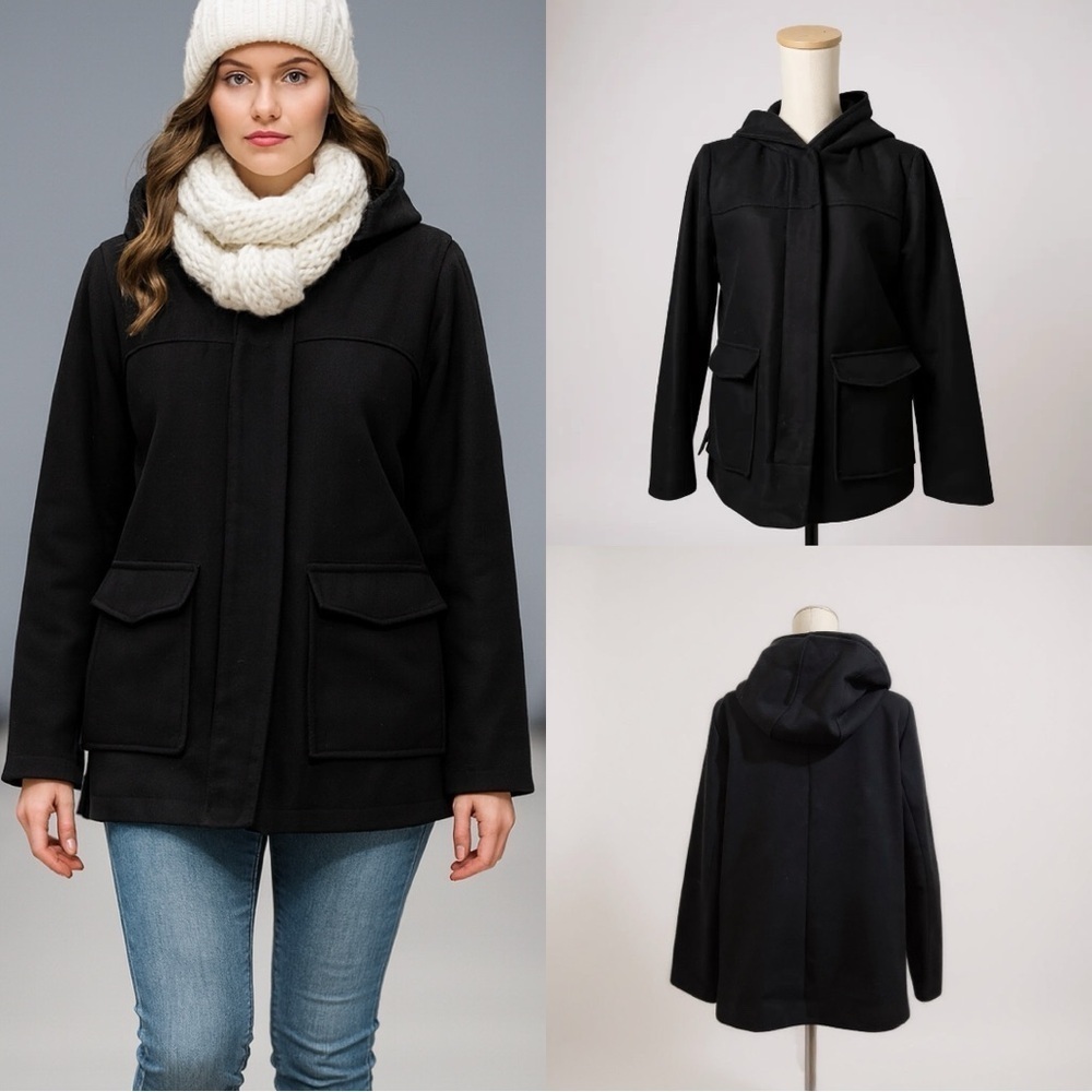 275 Primark | EUC Black Hooded Jacket (Size 8)